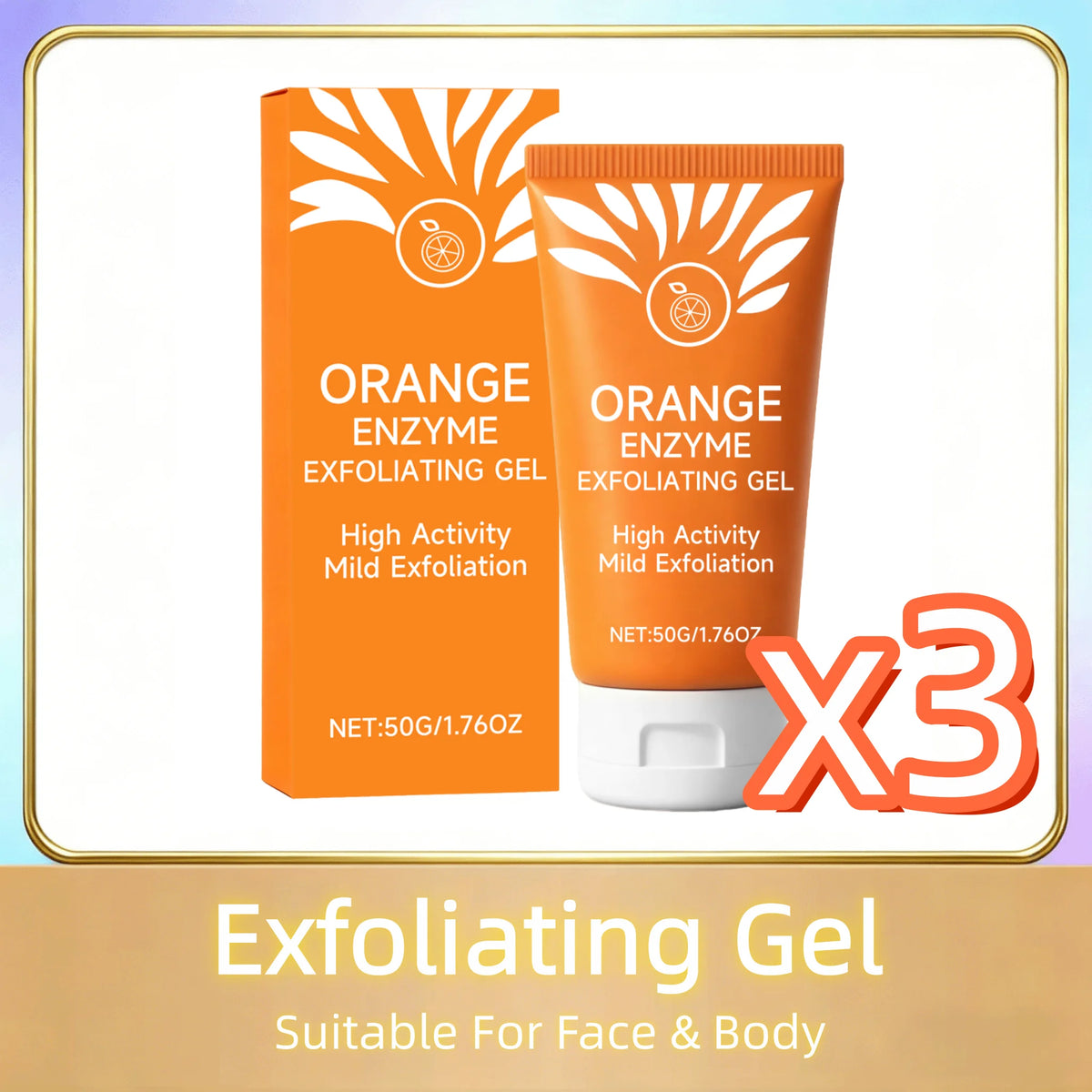 Gel exfoliant orange pour le visage et le corps, élimine les peaux mortes, nettoie en profondeur les pores, élimine la saleté, améliore la rugosité, blanchit et hydrate.