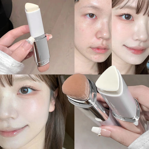 2-in-1 Natural Color Foundation Stick Lightweight Moisturizing Brightening Foundation Cream Concealer for All Skin Types Makeup