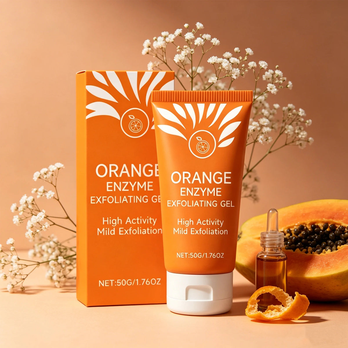 Gel exfoliant orange pour le visage et le corps, élimine les peaux mortes, nettoie en profondeur les pores, élimine la saleté, améliore la rugosité, blanchit et hydrate.