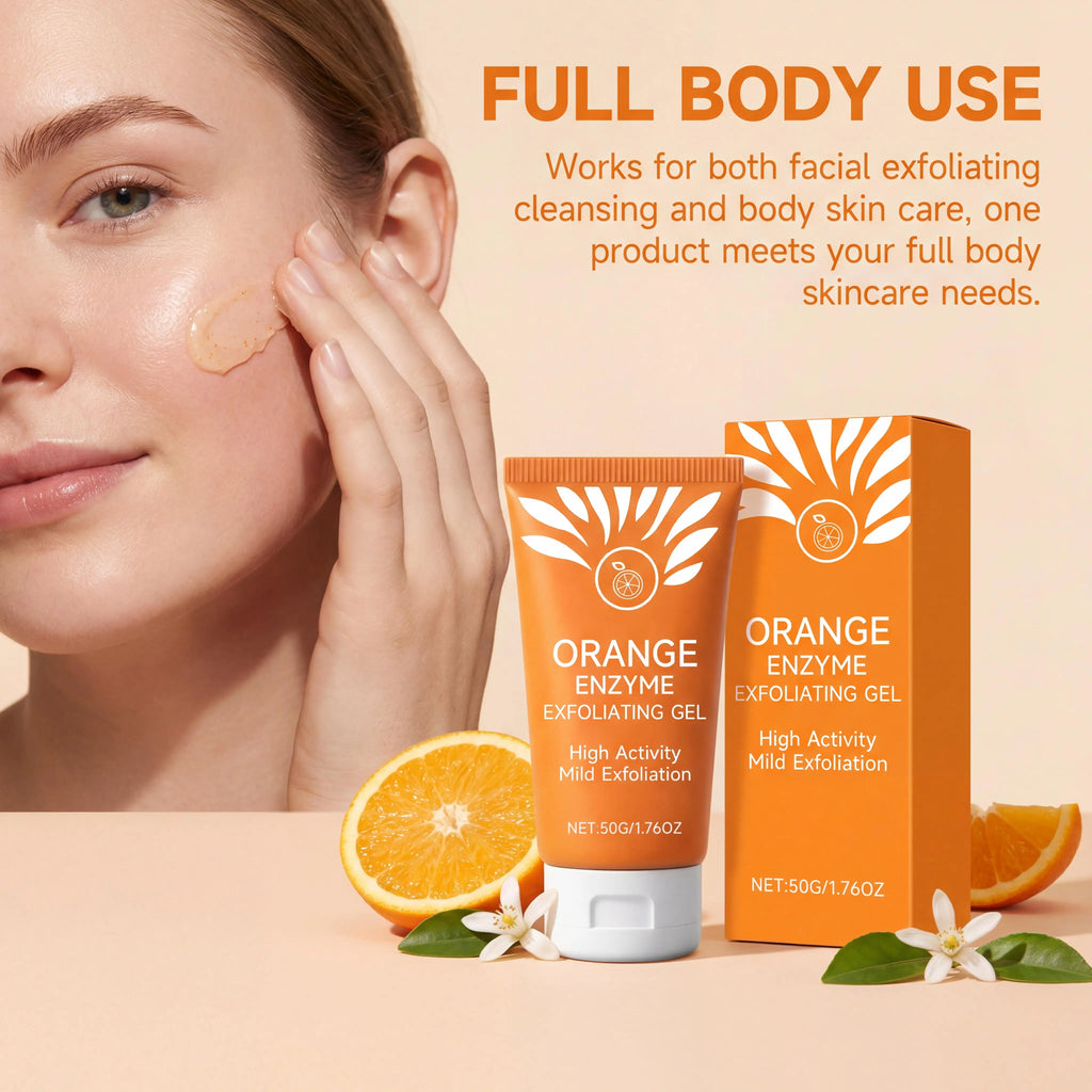 Gel exfoliant orange pour le visage et le corps, élimine les peaux mortes, nettoie en profondeur les pores, élimine la saleté, améliore la rugosité, blanchit et hydrate.